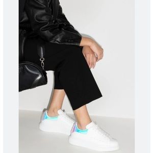 Alexander McQueen Oversized White and Iridescent Leather Platform Sneake…
